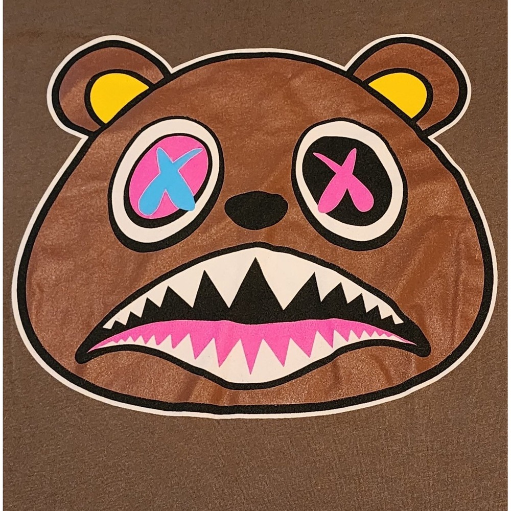 Baws Graphic Print T-Shirt Bear Head Design Short Sleeve‎ Casual XL